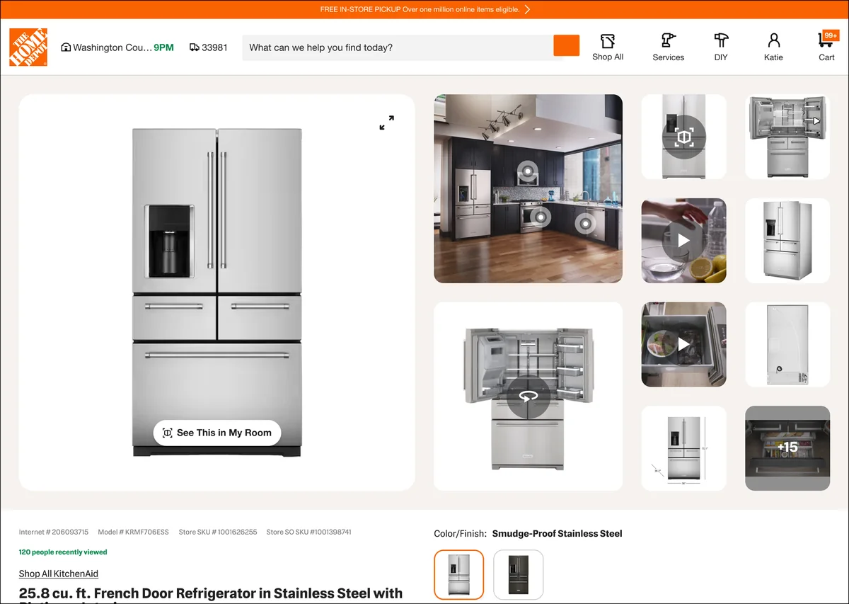 Gallery variant: large image with thumbnails on a beige background