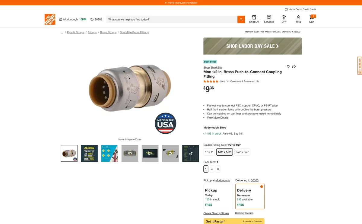 PRO coupling page with thumbnail strip and bulk options